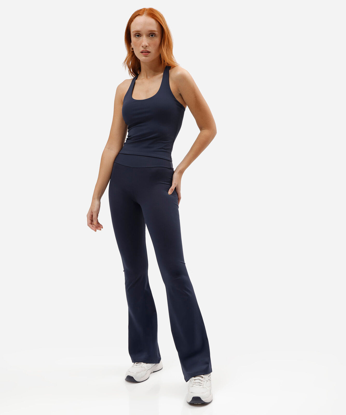 calça legging flare esportiva feminina de poliamida azul