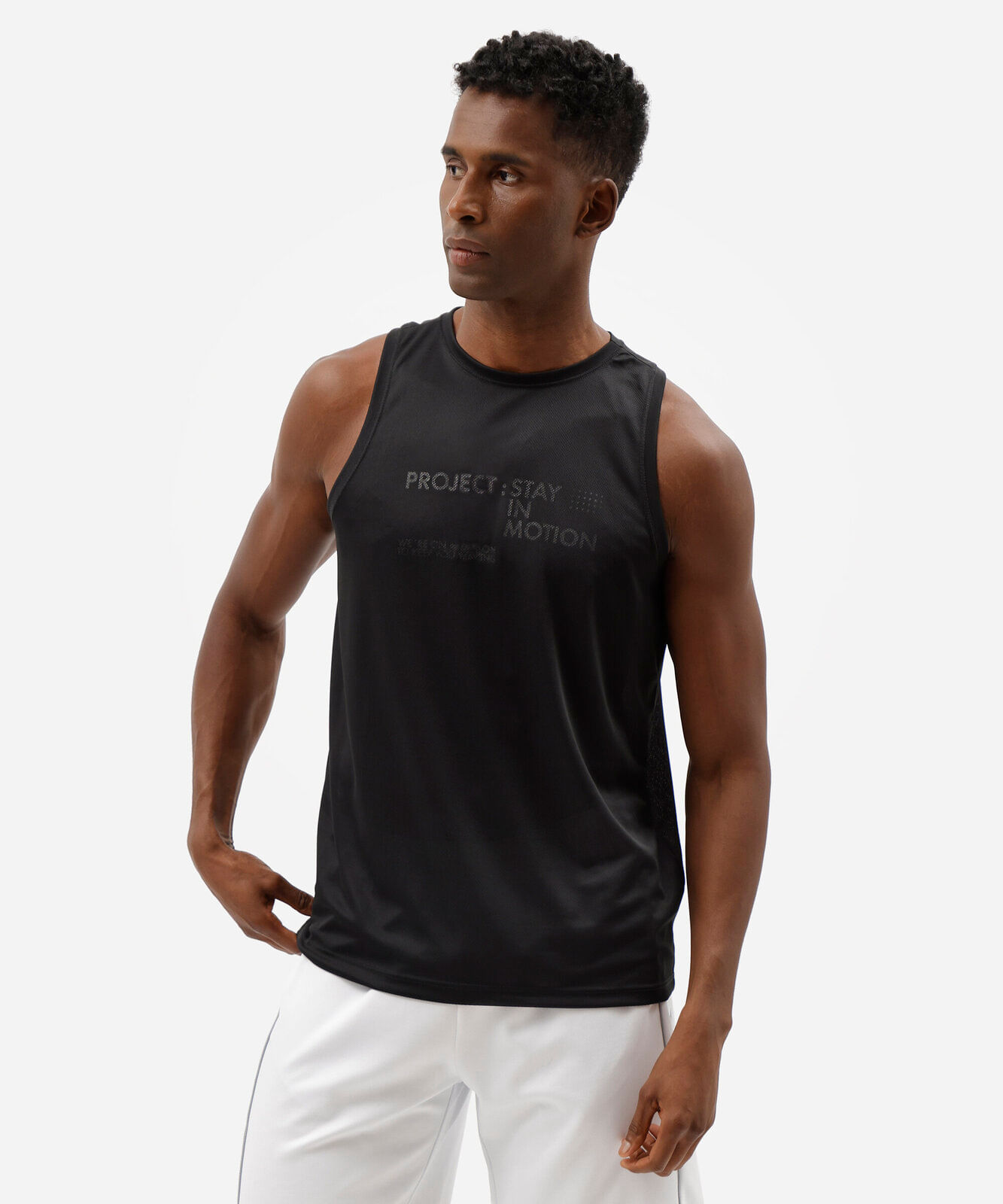regata slim esportiva masculina estampada preta