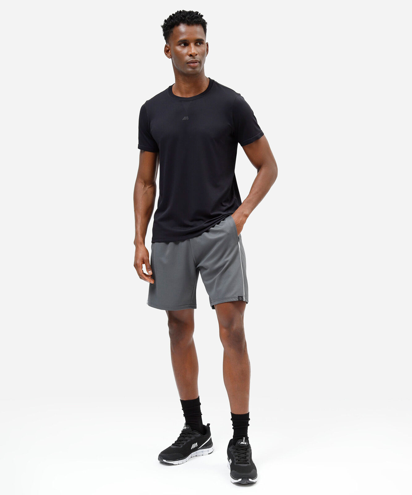 bermuda esportiva masculina com recorte cinza