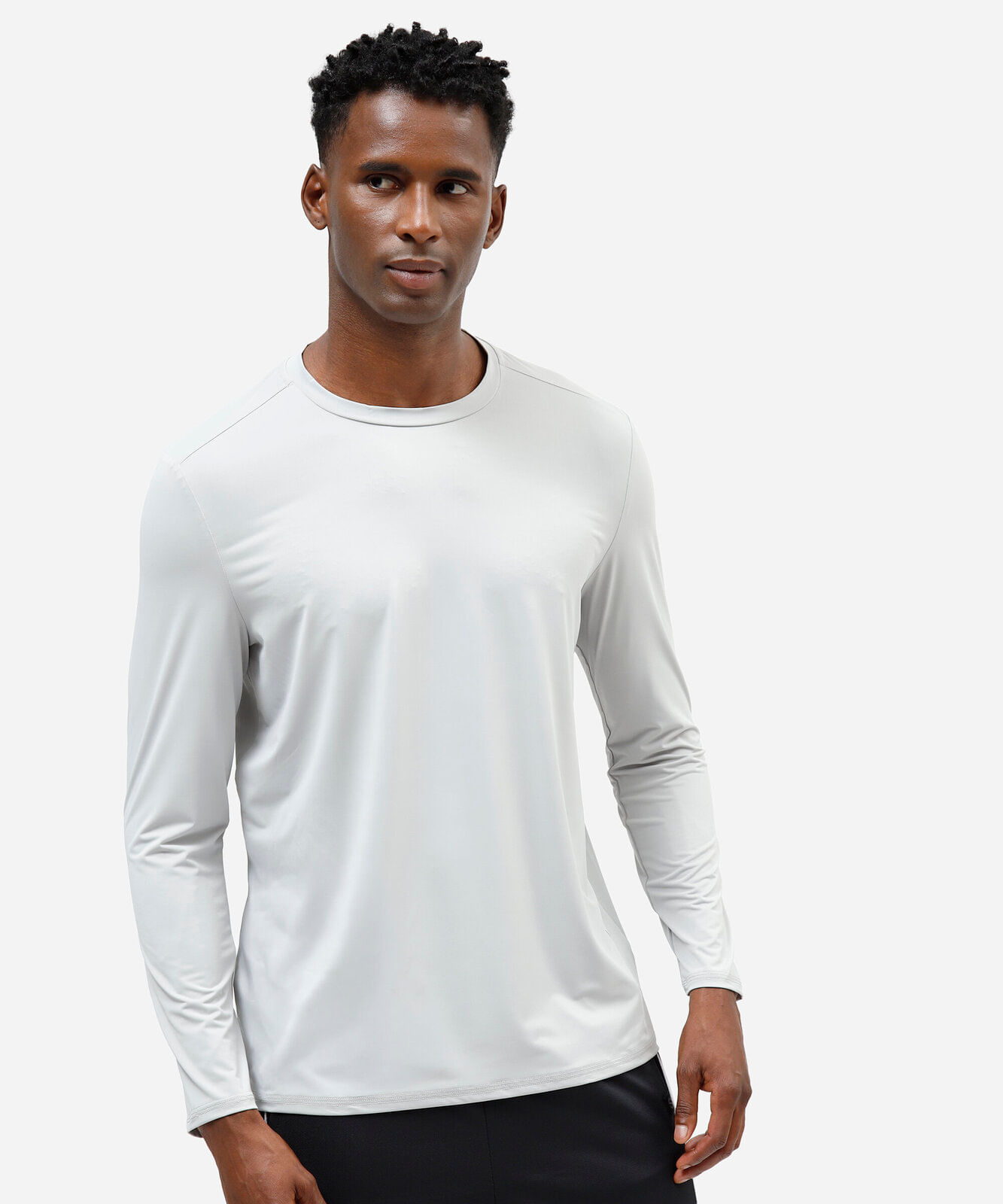camiseta esportiva masculina manga longa com proteção uv cinza
