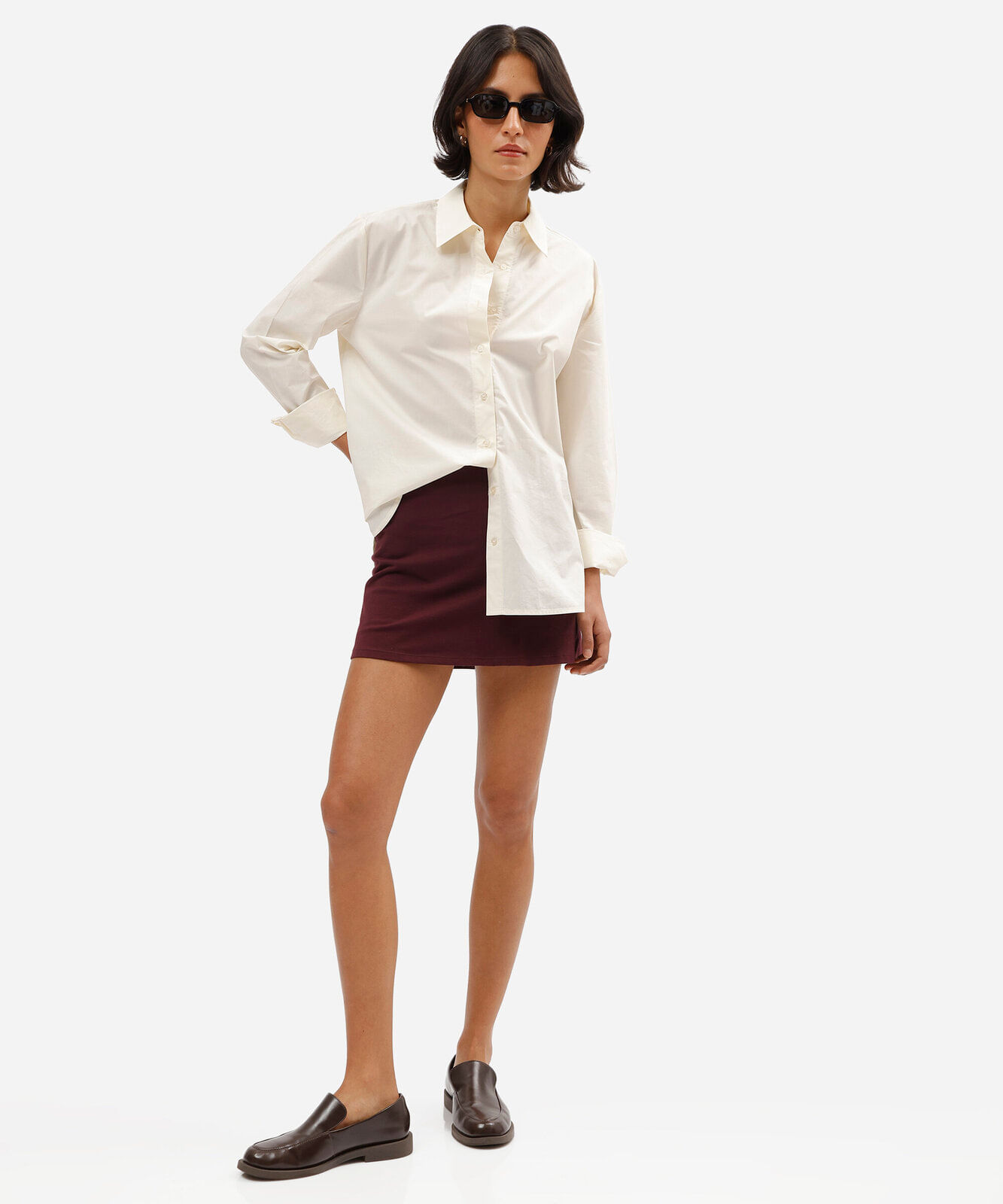 short saia feminino de algodão vinho