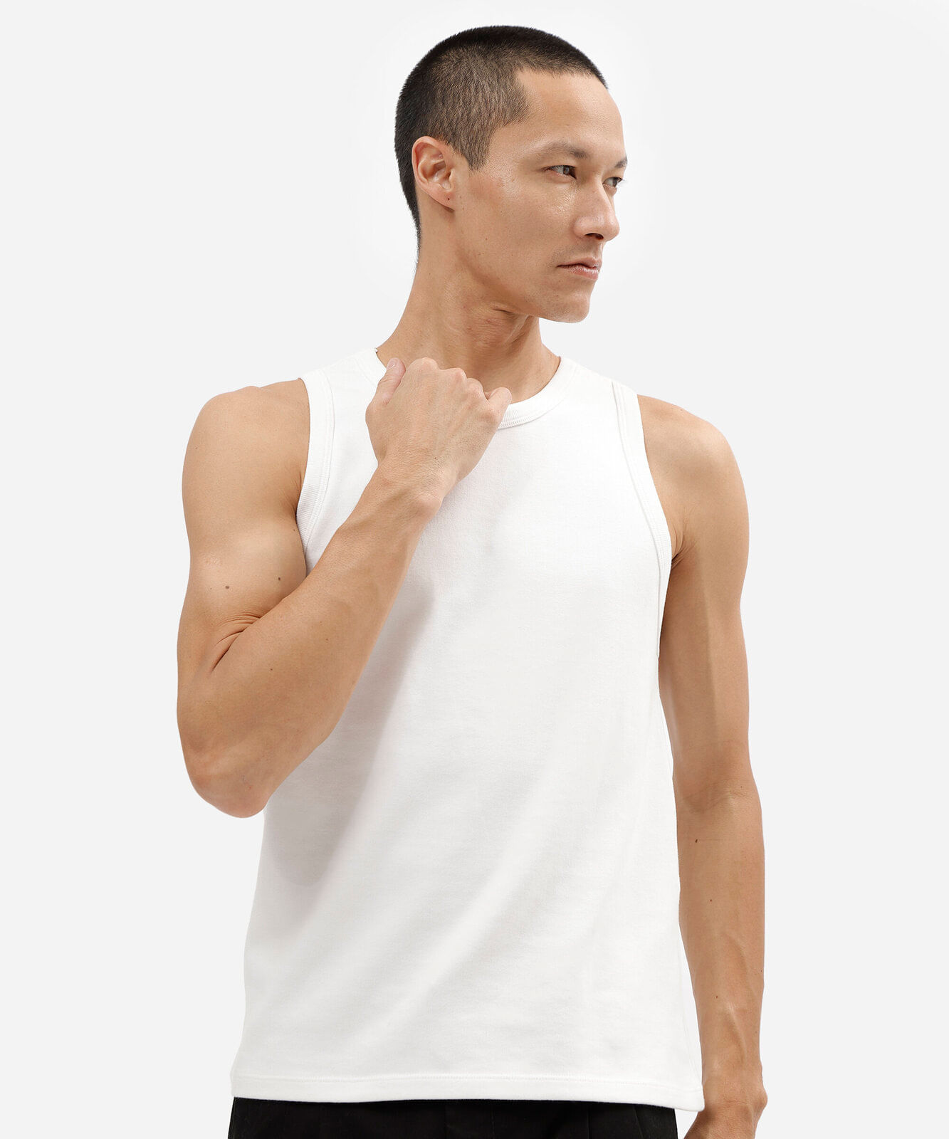 regata slim fit masculina de algodão básica branca