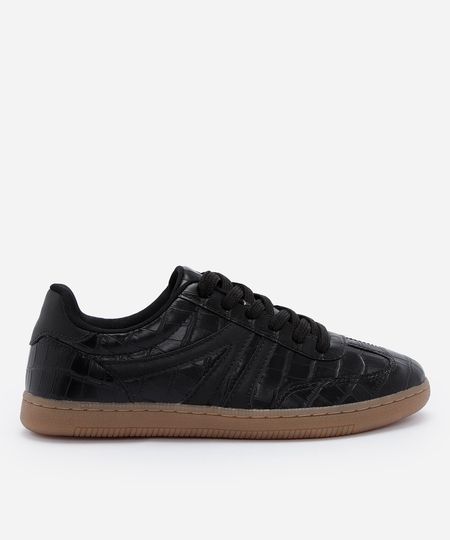 tênis bossa casual com recortes croco preto 39