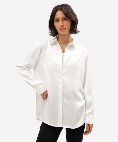 camisa acetinada oversized off white G