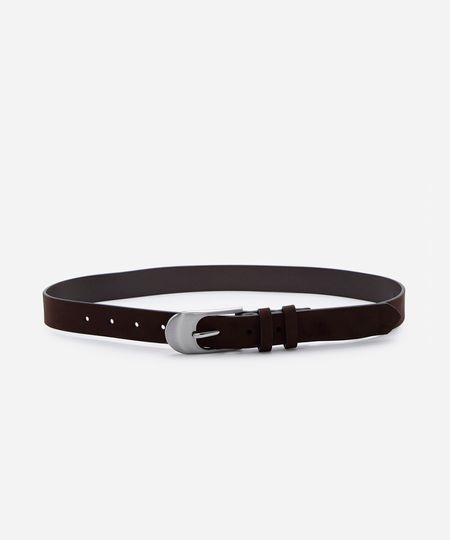 cinto feminino fino mindset acamurçado com fivela de metal marrom M