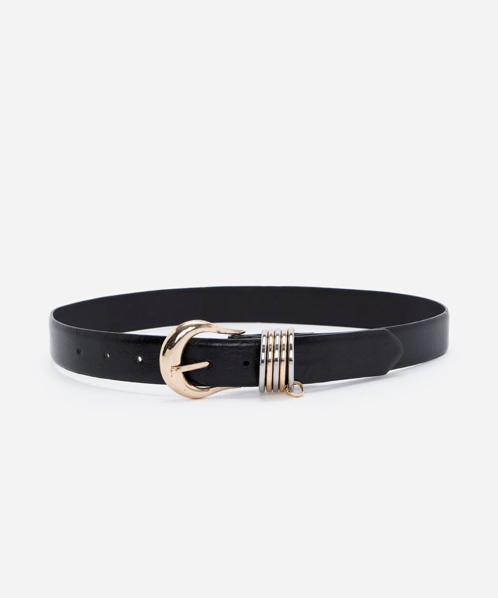 cinto boho com mix de metais preto