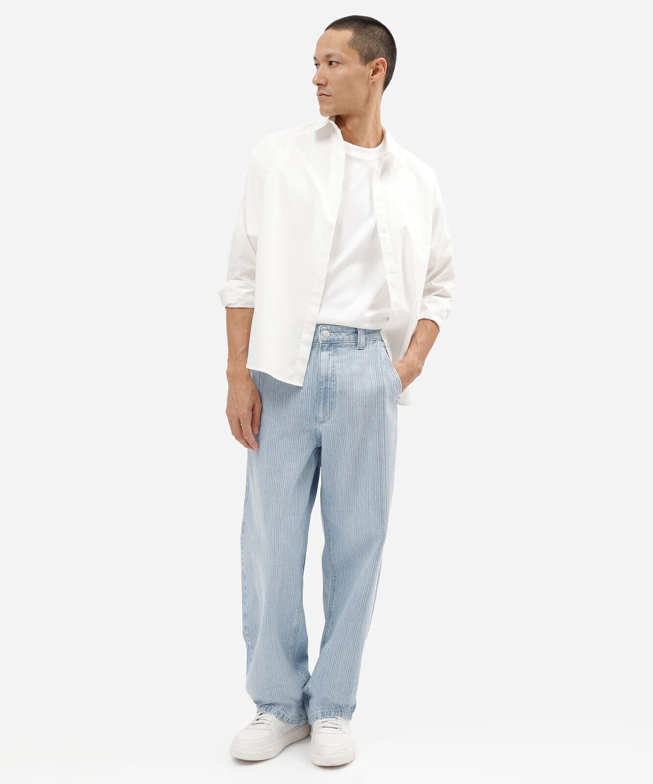 calça baggy masculina jeans listrada azul