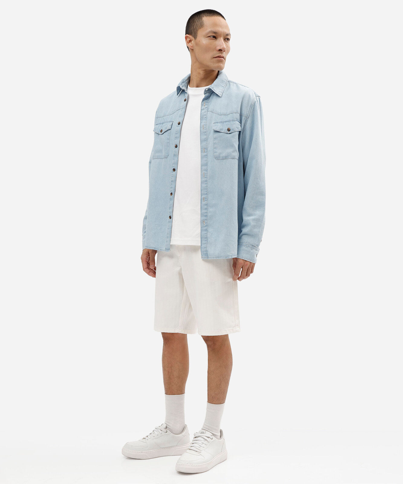 bermuda reta masculina de sarja off white