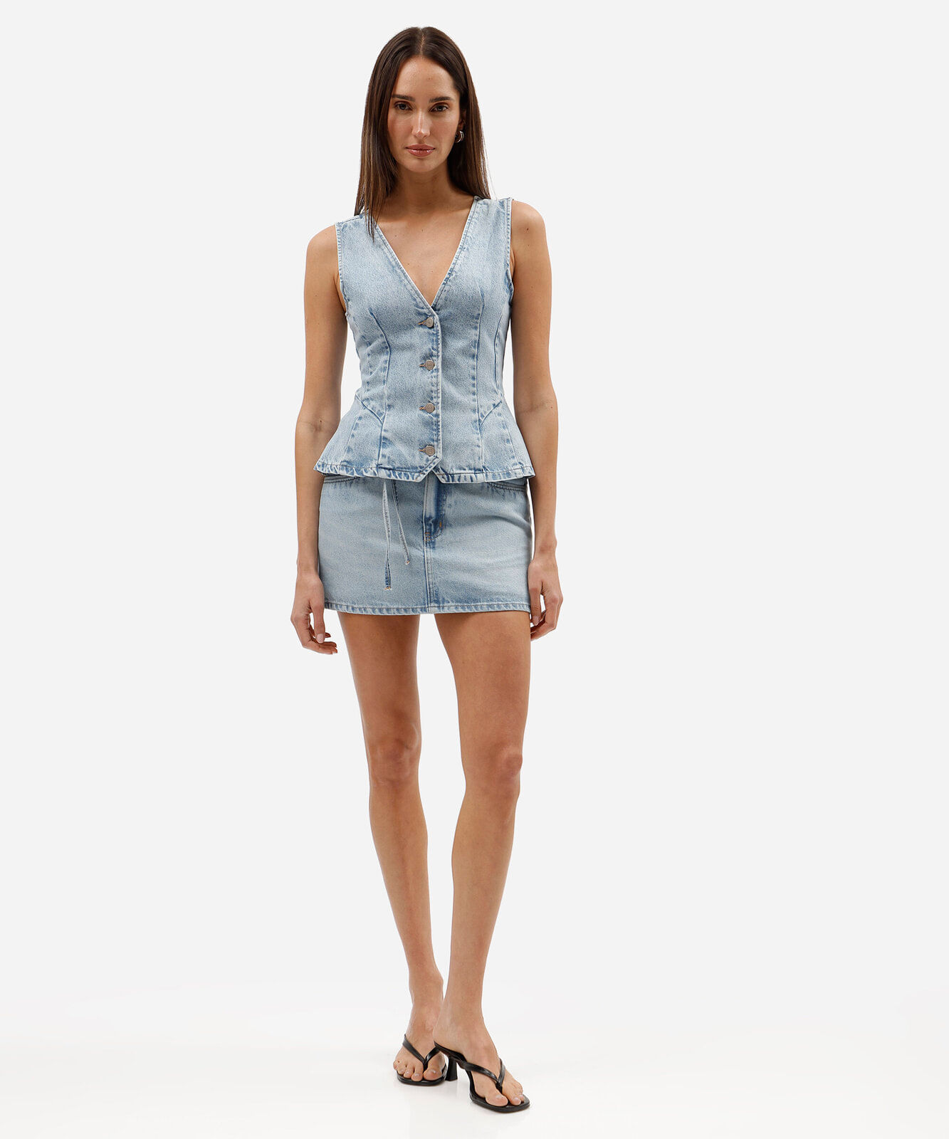 short saia feminino jeans cintura média azul