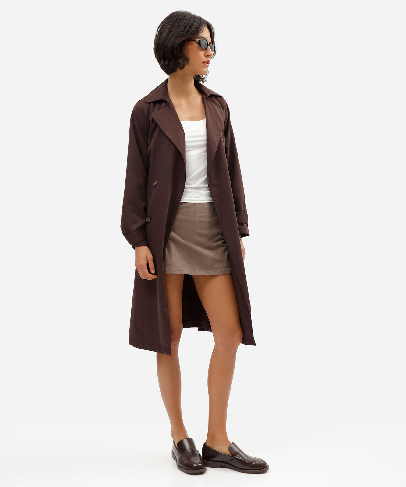 short saia feminino de algodão marrom