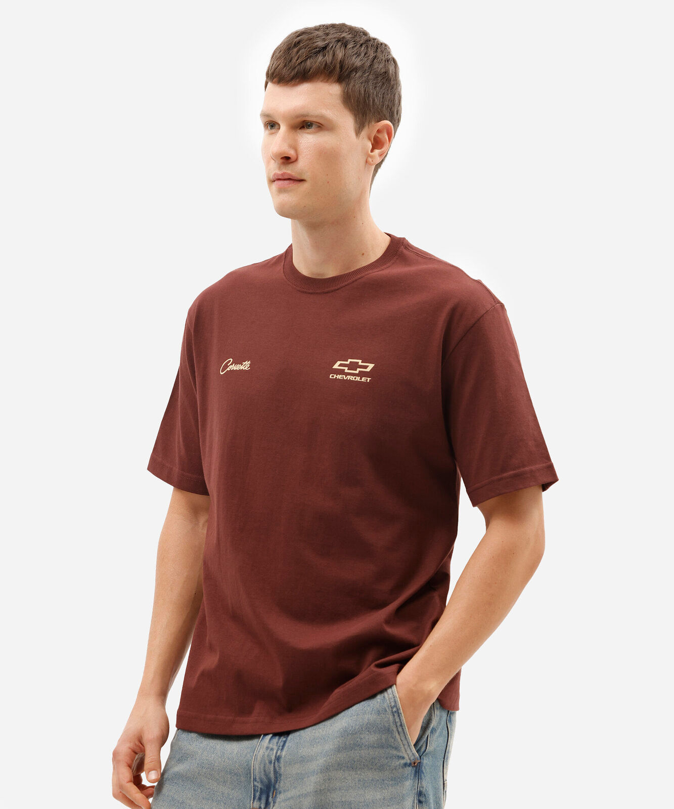 camiseta masculina relaxed de algodão chevrolet corvette vinho