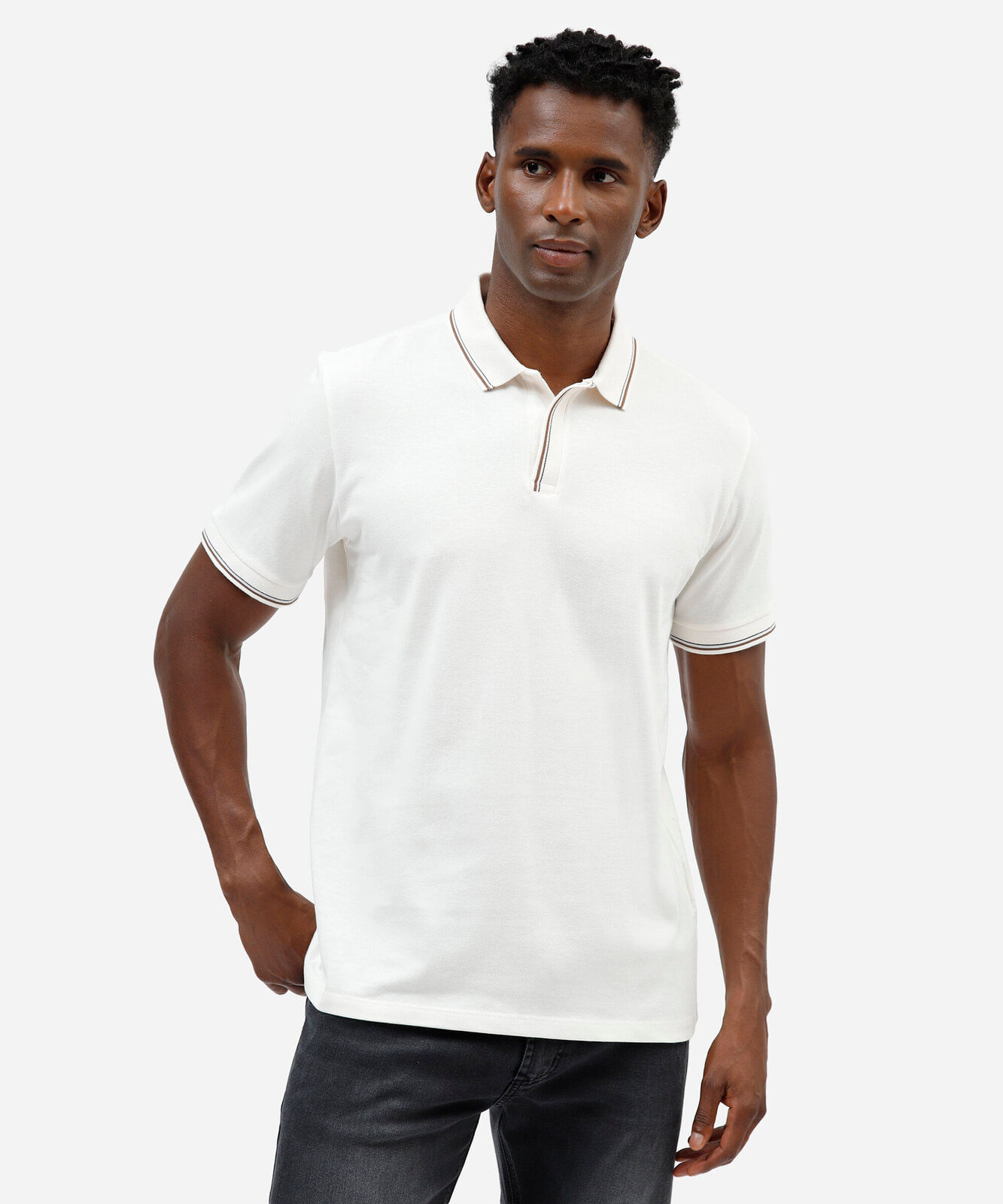 polo masculina de algodão manga curta branca