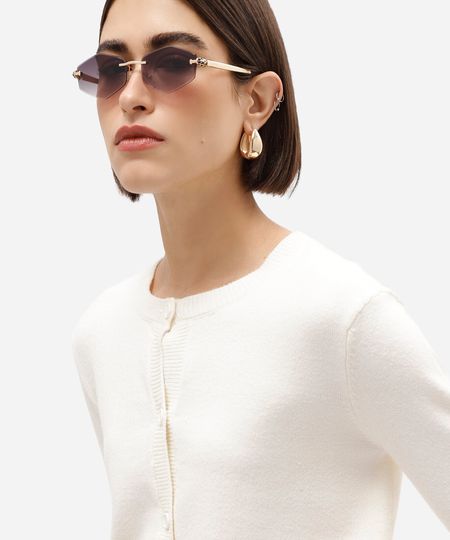 óculos de sol feminino oval de metal triton dourado UNICO