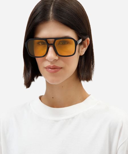 óculos de sol feminino quadrado de acetato triton preto UNICO