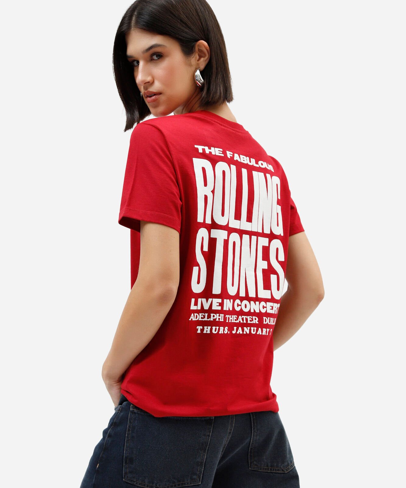 camiseta feminina de algodão peruano the rolling stones vermelha