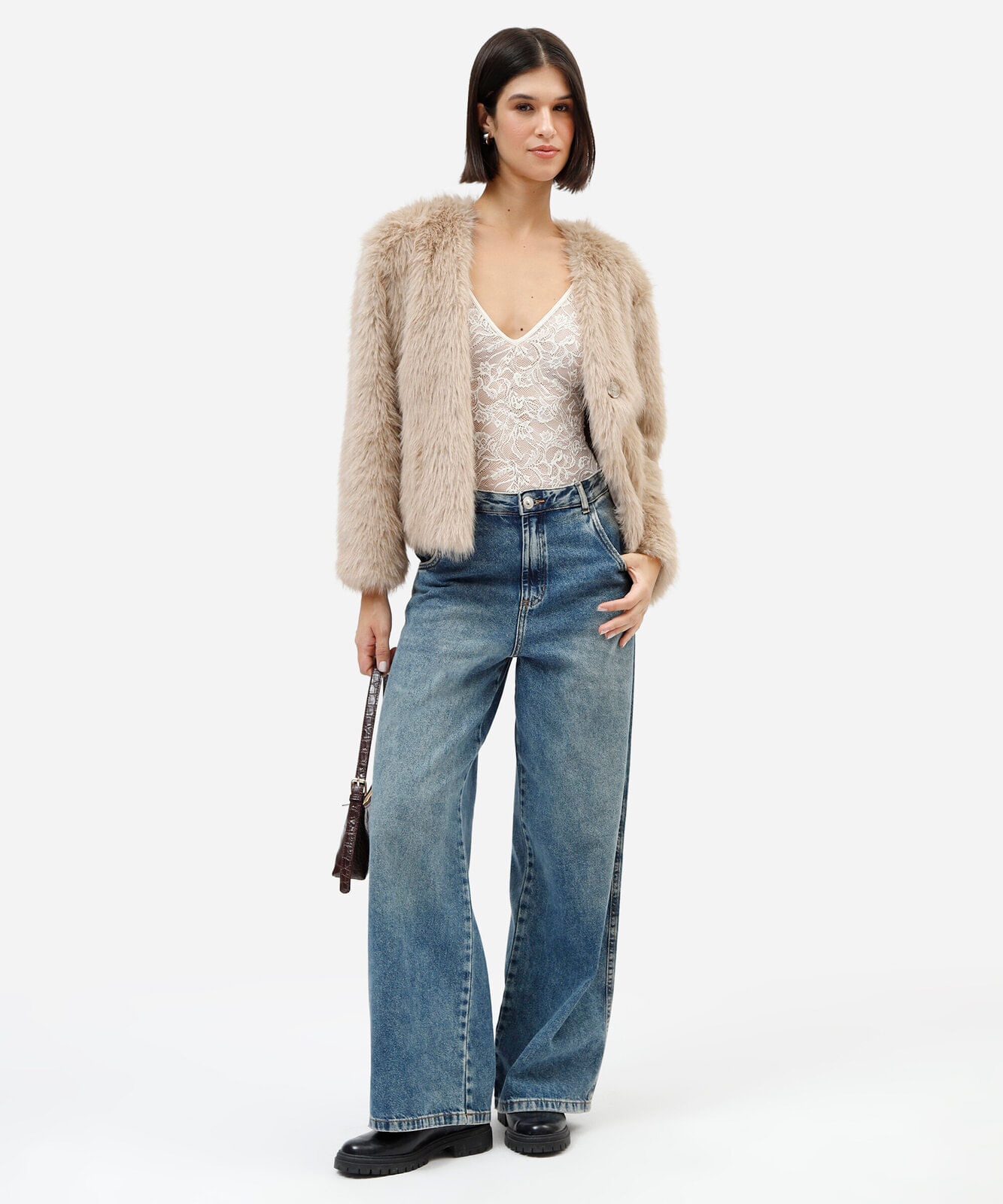 body alça fina feminino de renda floral off white