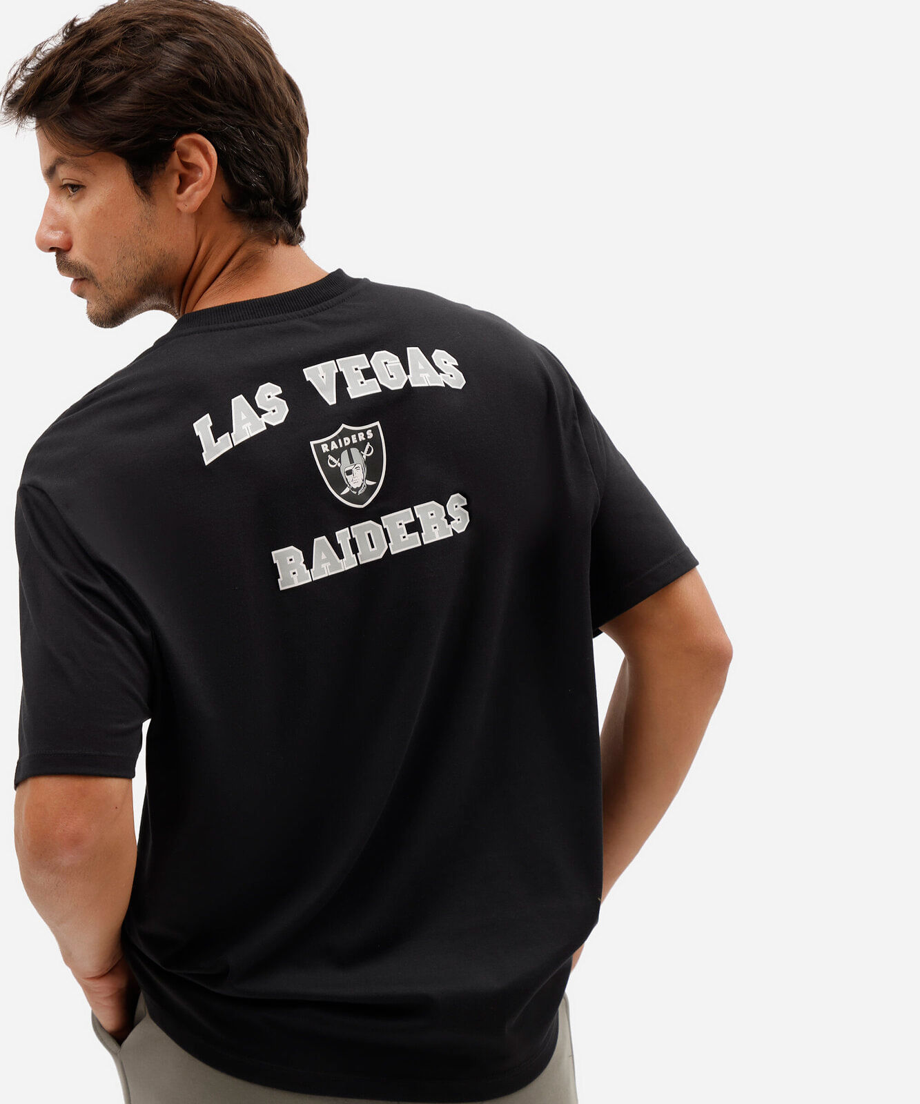 camiseta masculina com algodão manga curta raiders nfl preta