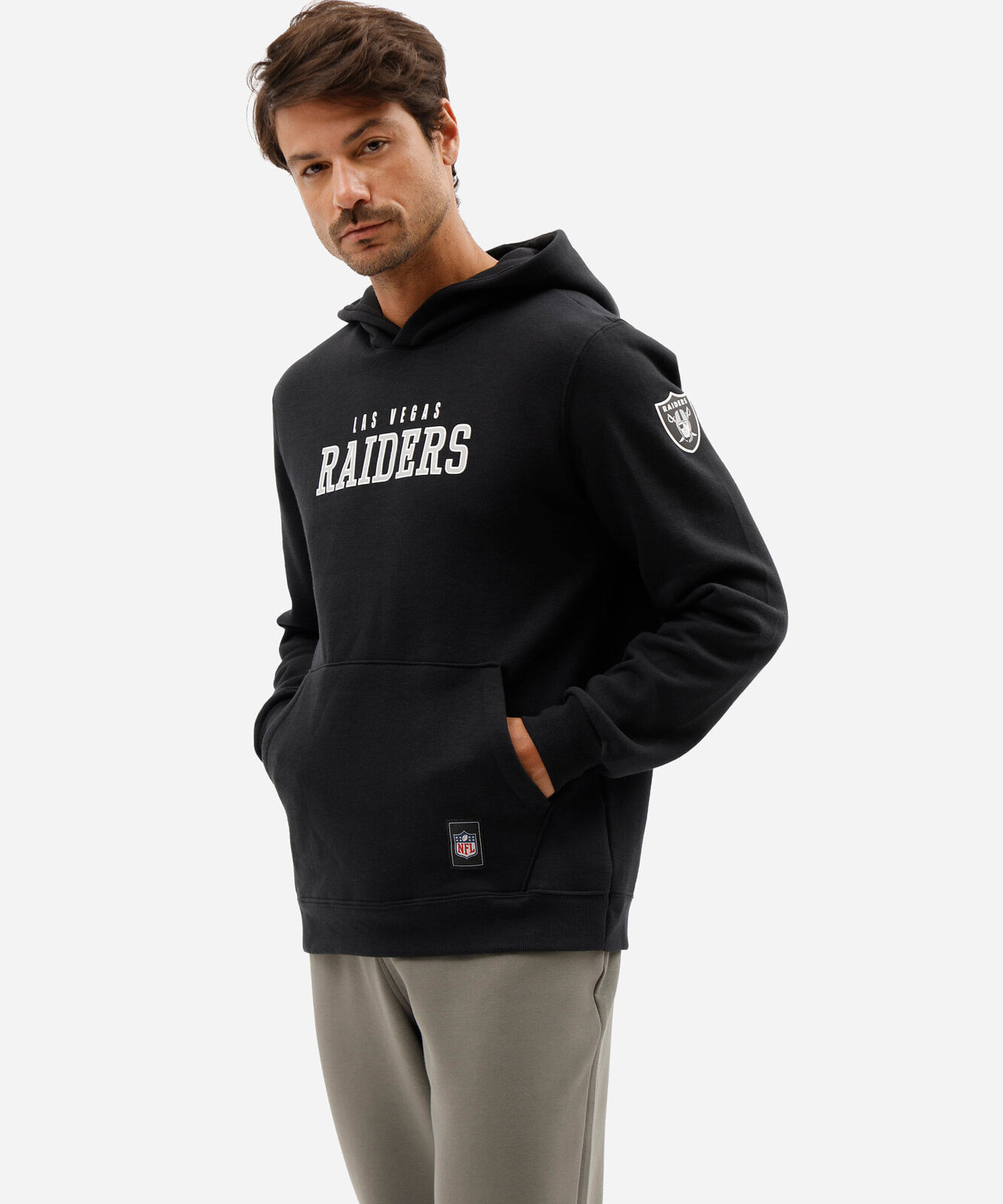 blusão masculino de moletom com capuz raiders nfl preto