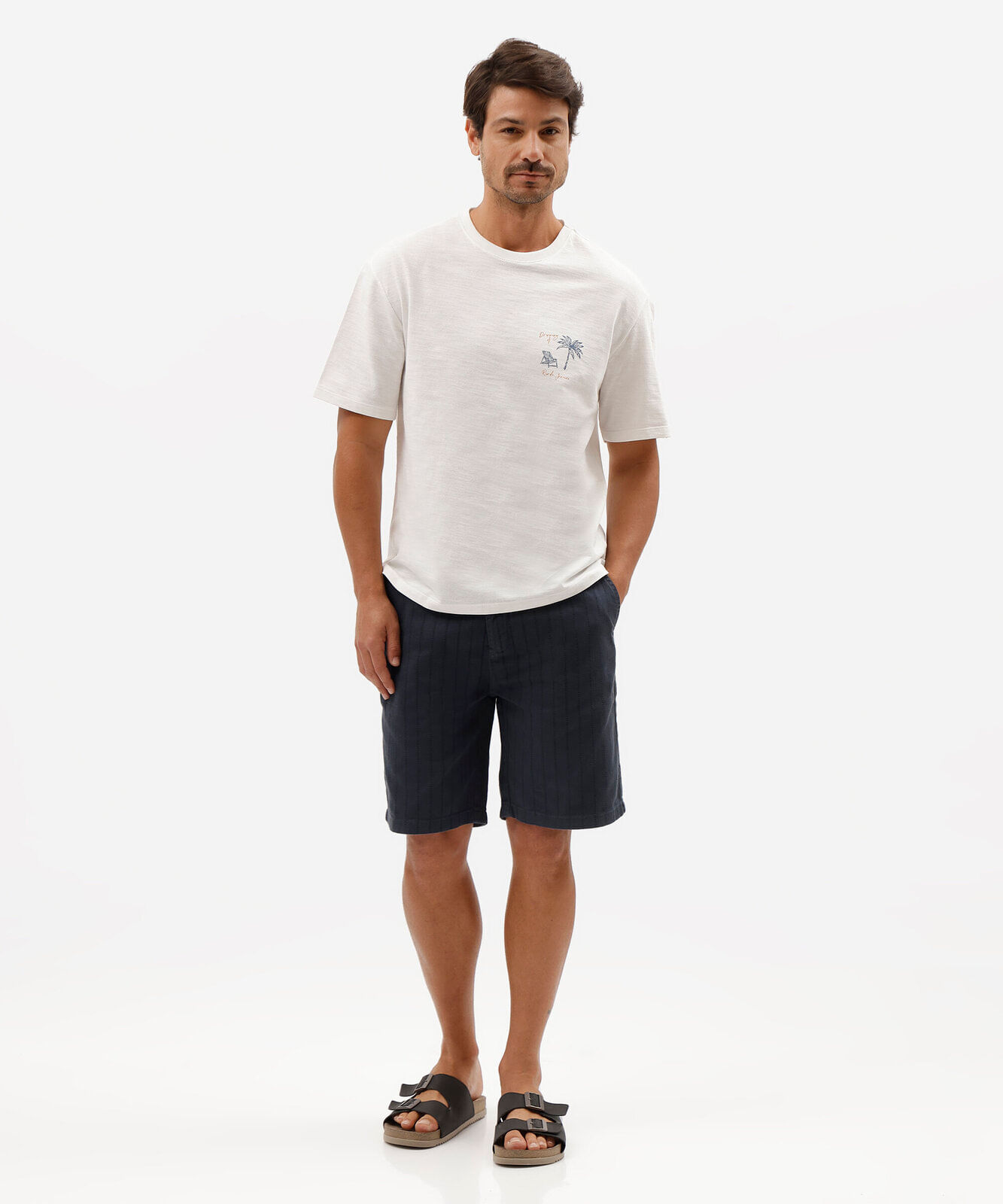 bermuda masculina de sarja texturizada azul