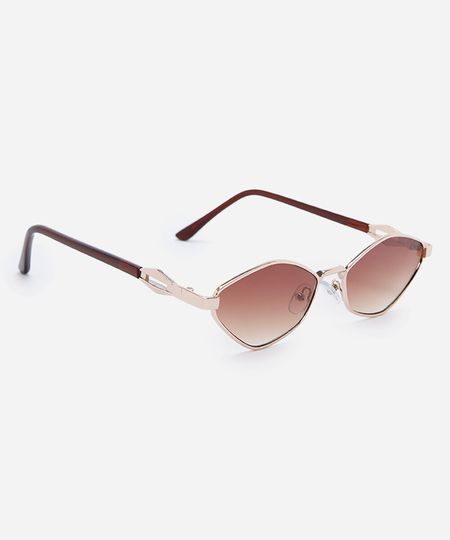 óculos de sol feminino oval de metal triton dourado UNICO