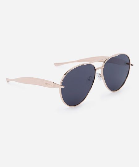 óculos de sol feminino aviador de metal triton dourado UNICO