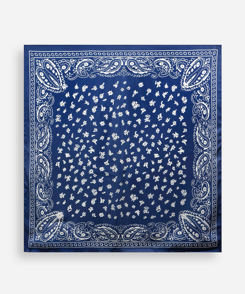 lenço quadrado paisley azul