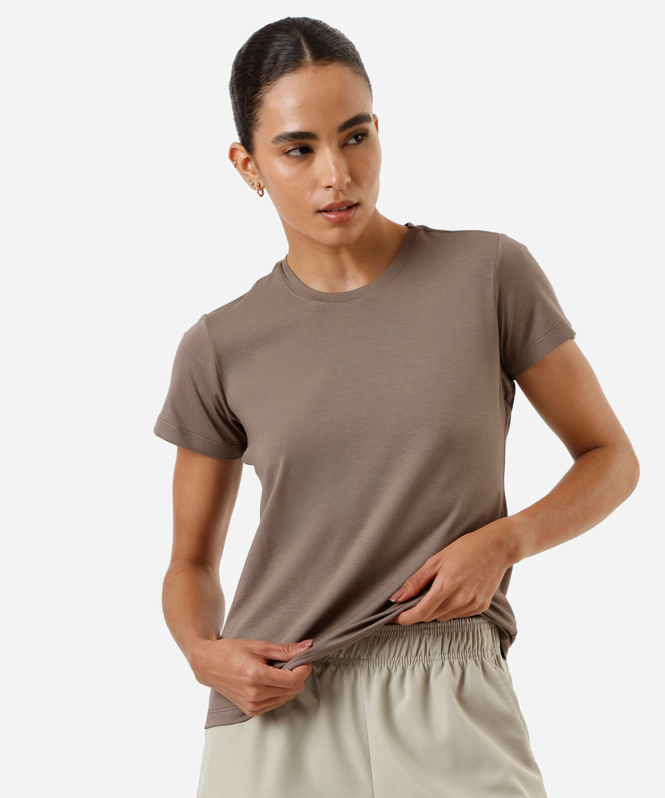 camiseta feminina manga curta AIRtech cinza