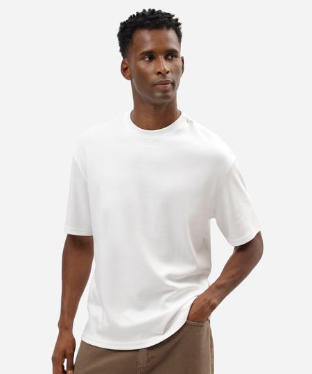 camiseta masculina de algodão peruano manga curta branca P