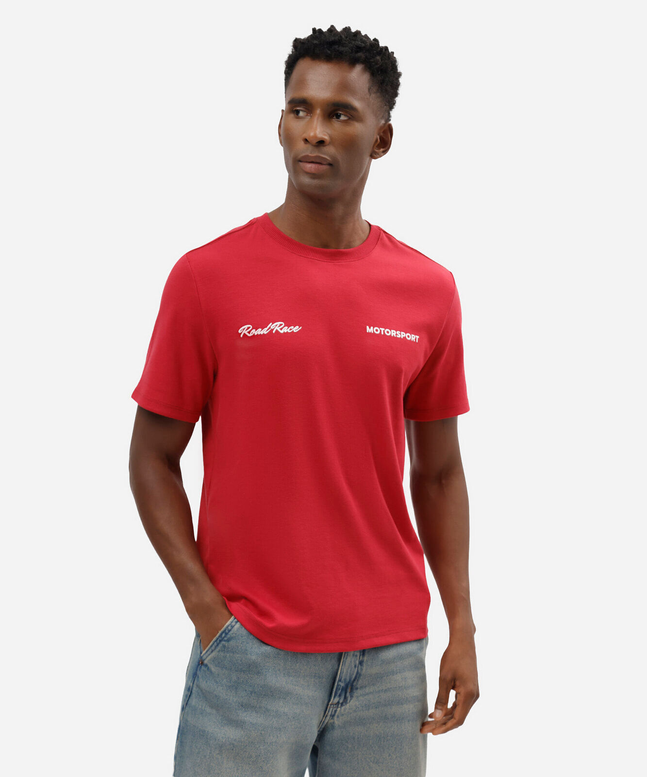 camiseta masculina com algodão manga curta estampada vermelha