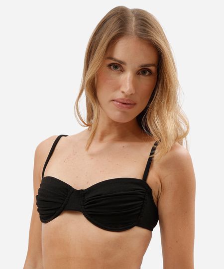 biquíni top balconet feminino texturizado preto P