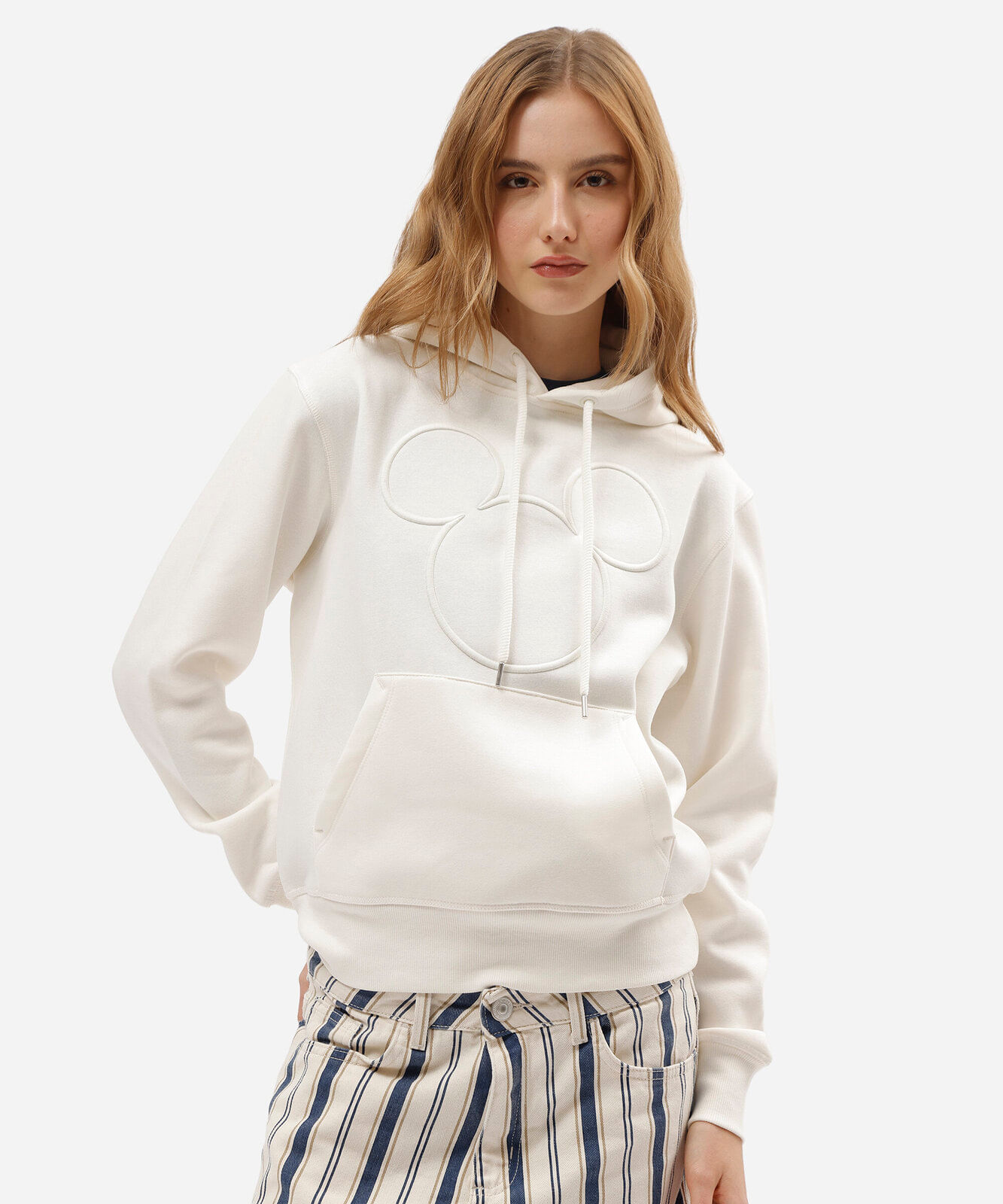 blusão feminino de moletom com capuz mickey off white