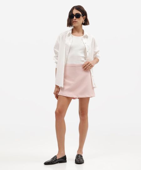 short saia de alfaiataria feminino com viscose rosa 44