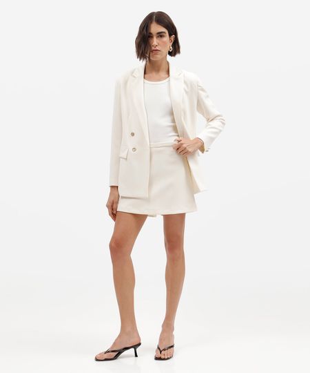 short saia de alfaiataria feminino com viscose off white 42