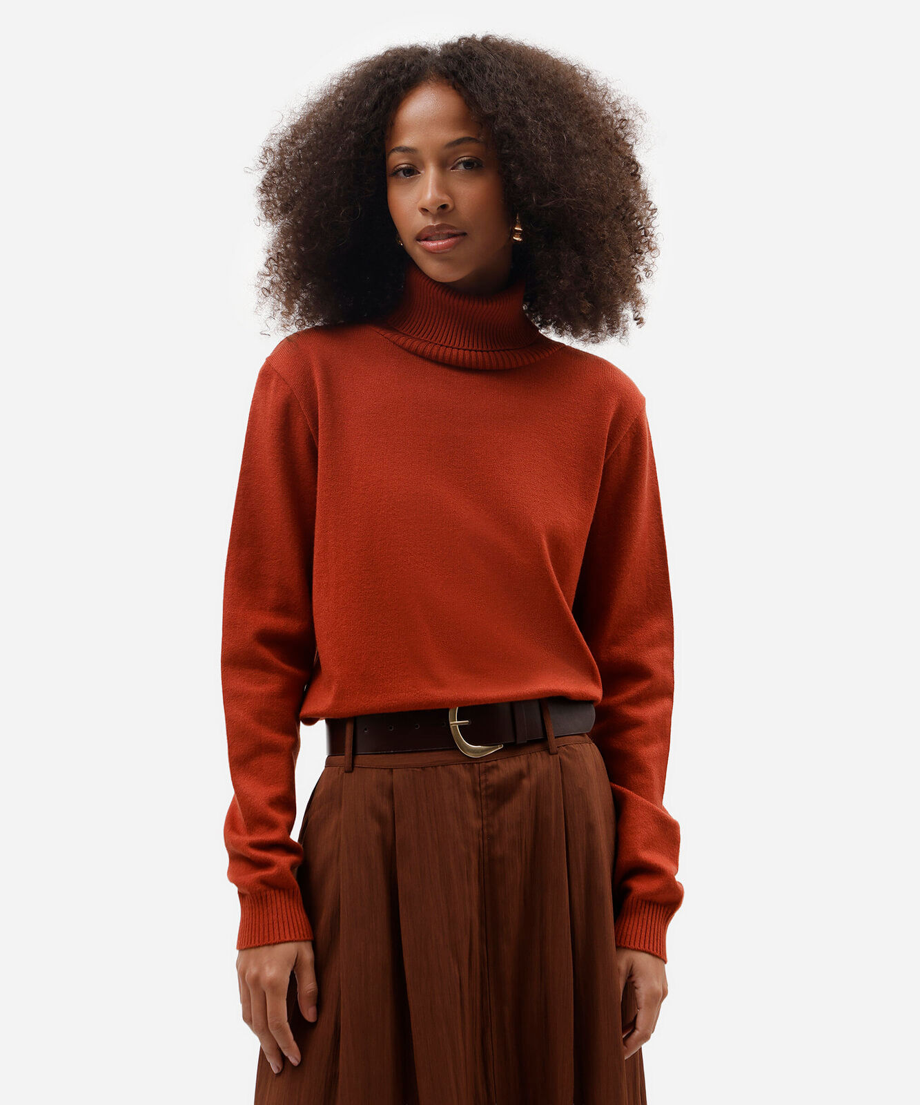 suéter feminino de tricot gola alta laranja