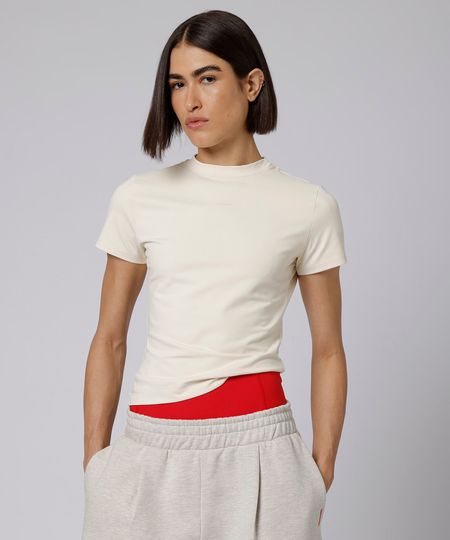 camiseta baby look feminina de poliamida esportiva manga curta mindset giomei amarela PP