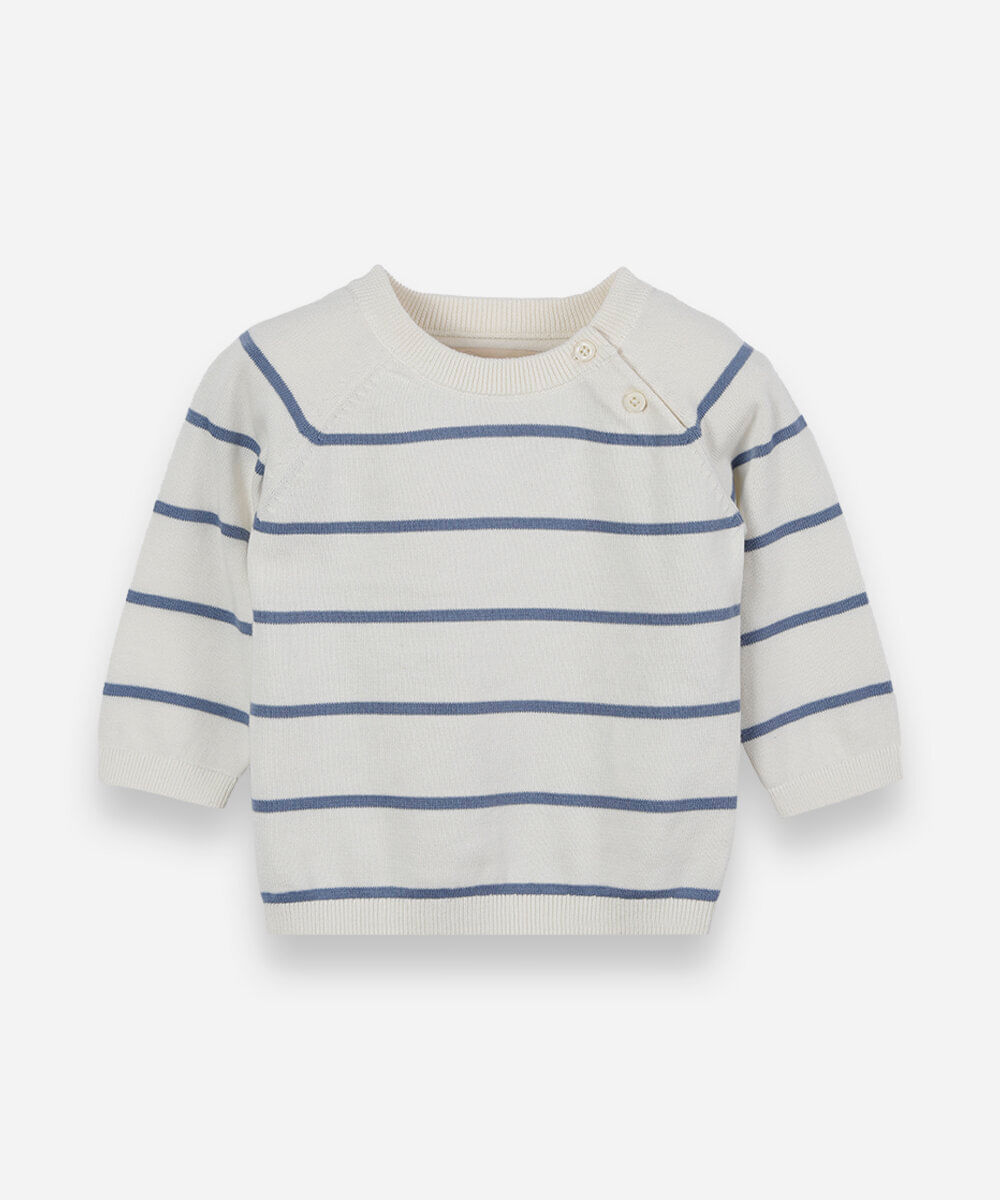 suéter de tricot infantil listrado off white