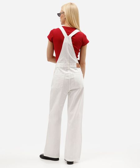 jardineira feminina de sarja off white 34