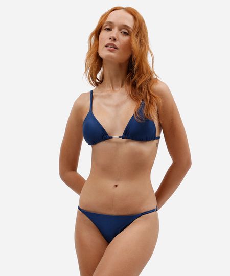 biquíni calcinha string feminina de poliamida azul M