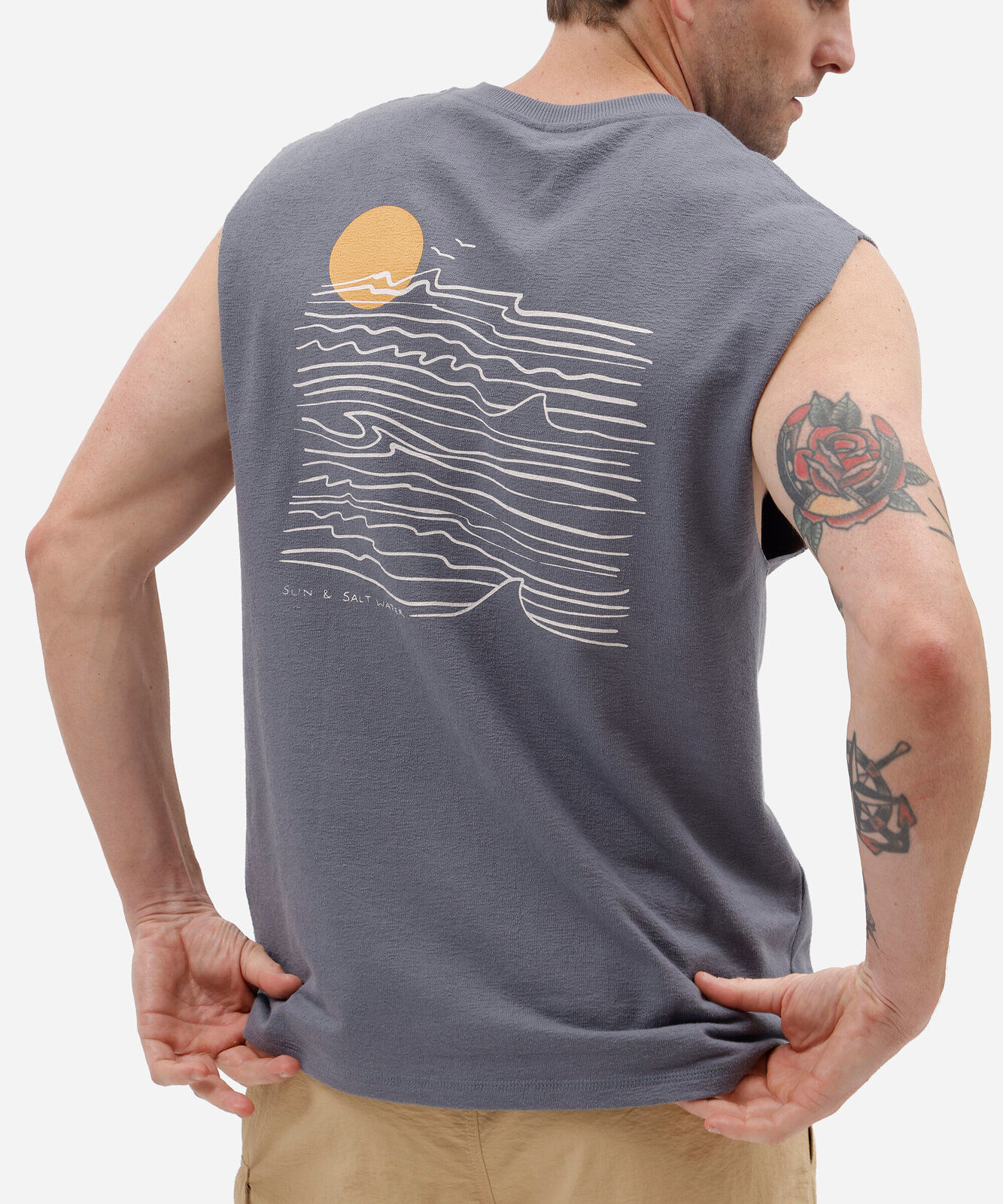 regata machão masculina de algodão estampada azul