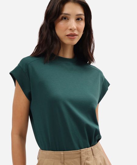blusa muscle tee feminina de algodão peruano interlock verde PP