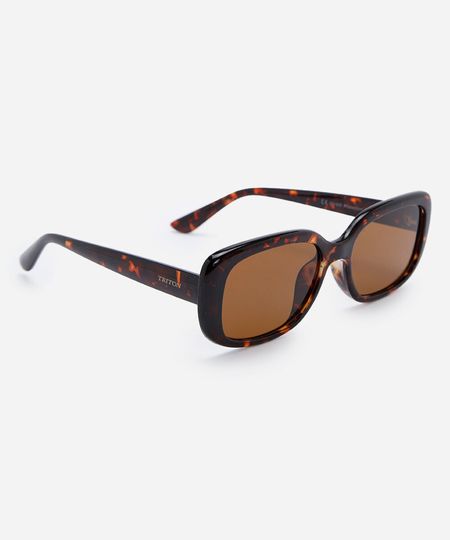 óculos de sol feminino quadrado de acetato tartaruga triton marrom UNICO