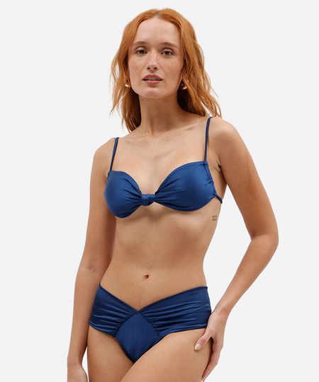 biquíni calcinha feminino franzido azul GG