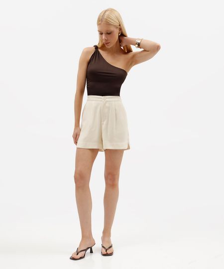 short alfaiataria de viscose cintura alta amarelo 34