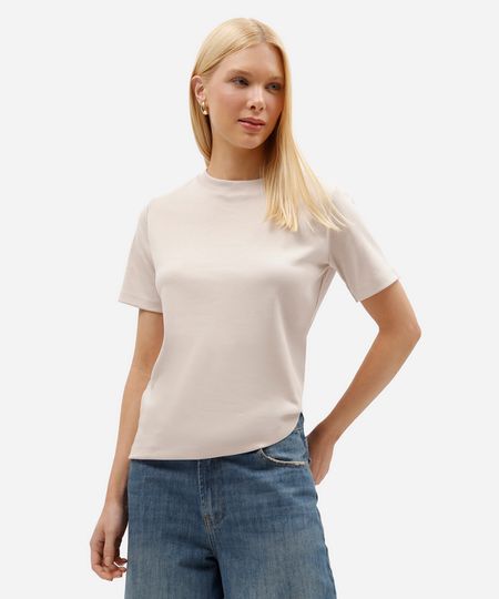camiseta básica feminina de algodão peruano cinza GG
