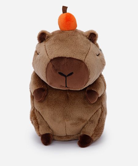 mochila infantil de pelúcia capivara marrom UNICO