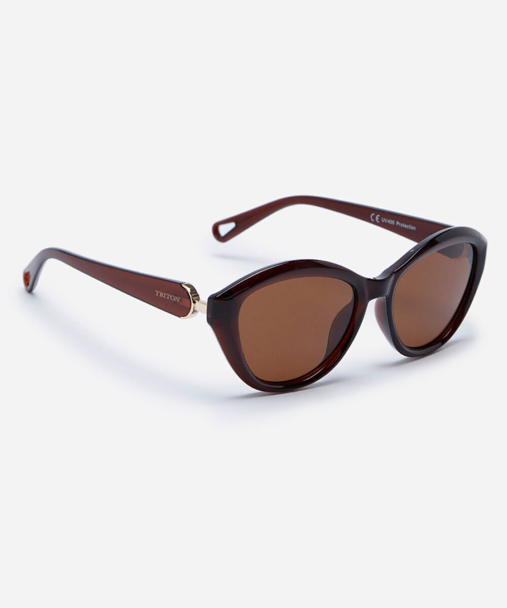 óculos de sol feminino oval de acetato triton marrom