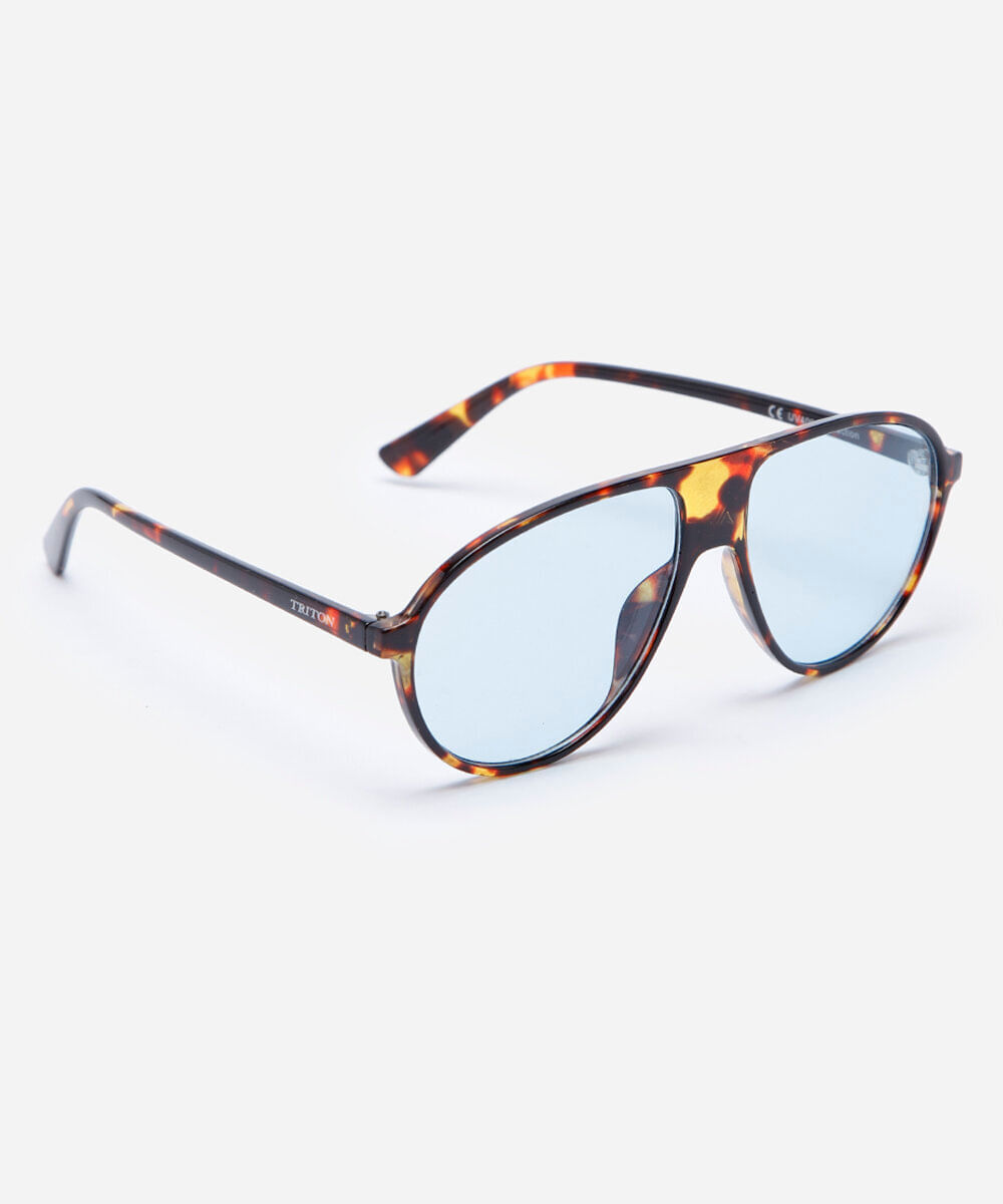 óculos de sol feminino aviador de acetato tartaruga triton colorido