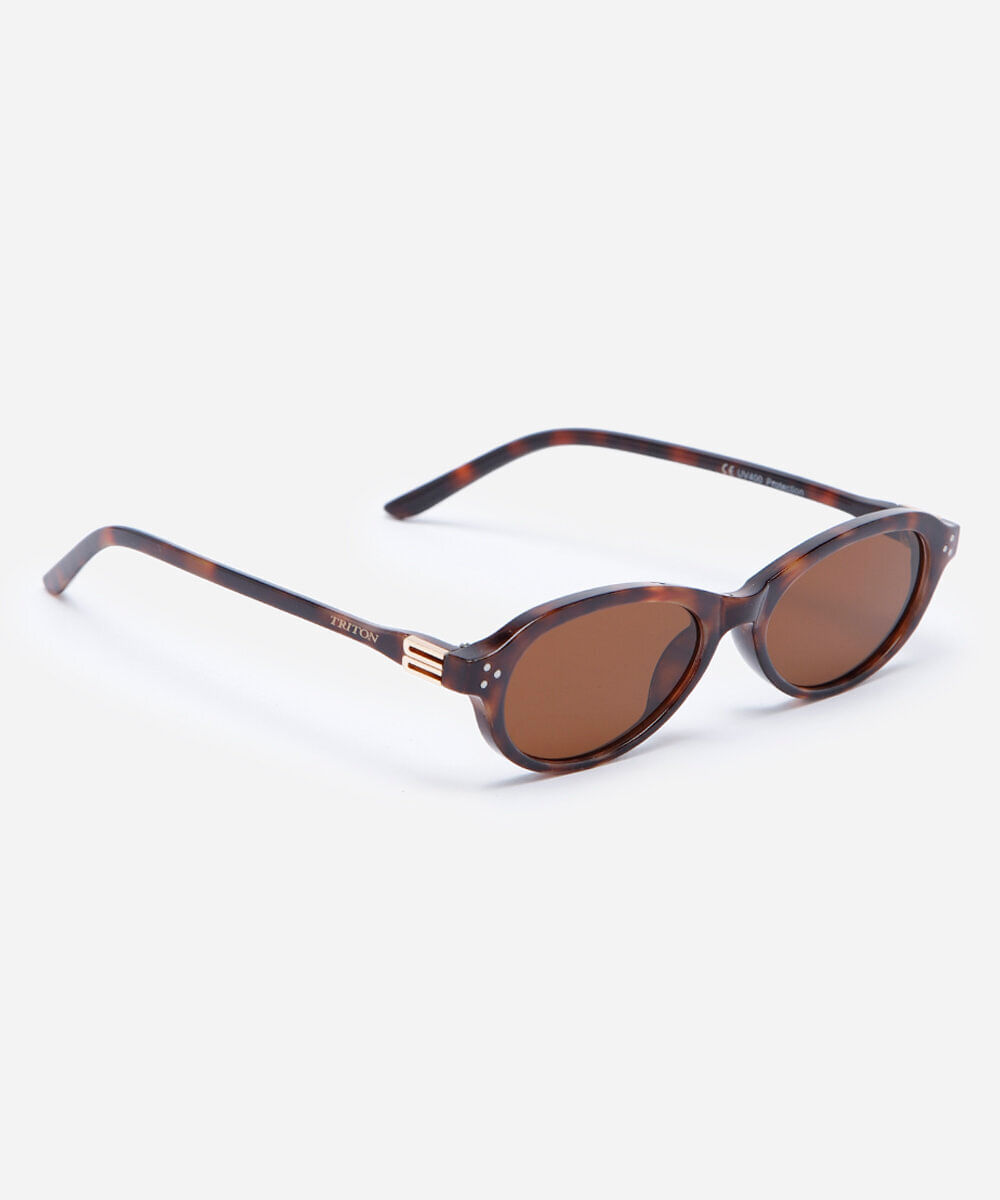 óculos de sol oval feminino de acetato tartaruga triton marrom