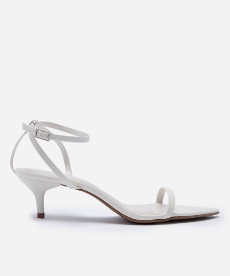 sandália feminina salto kitten heel off white 36