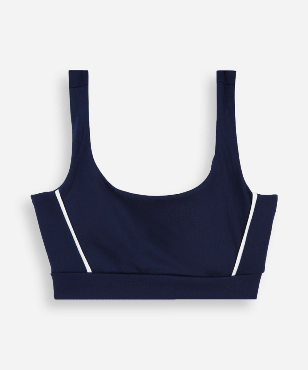 top cropped esportivo juvenil com nervuras azul